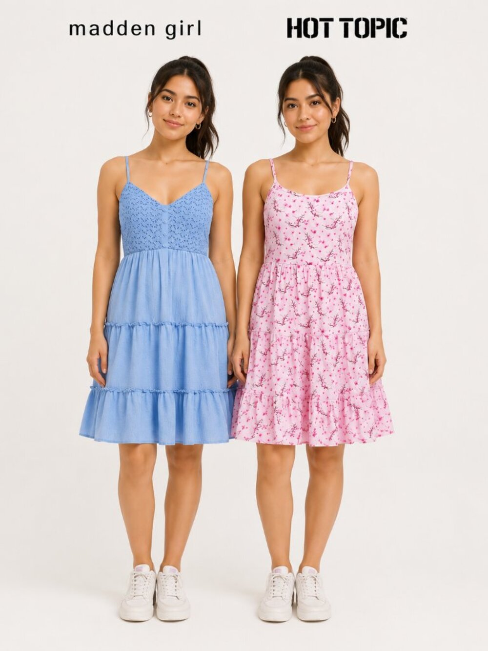 Madden Girl & Hot Topic Dress Bundle Blue Crochet Pink Floral Medium NWT